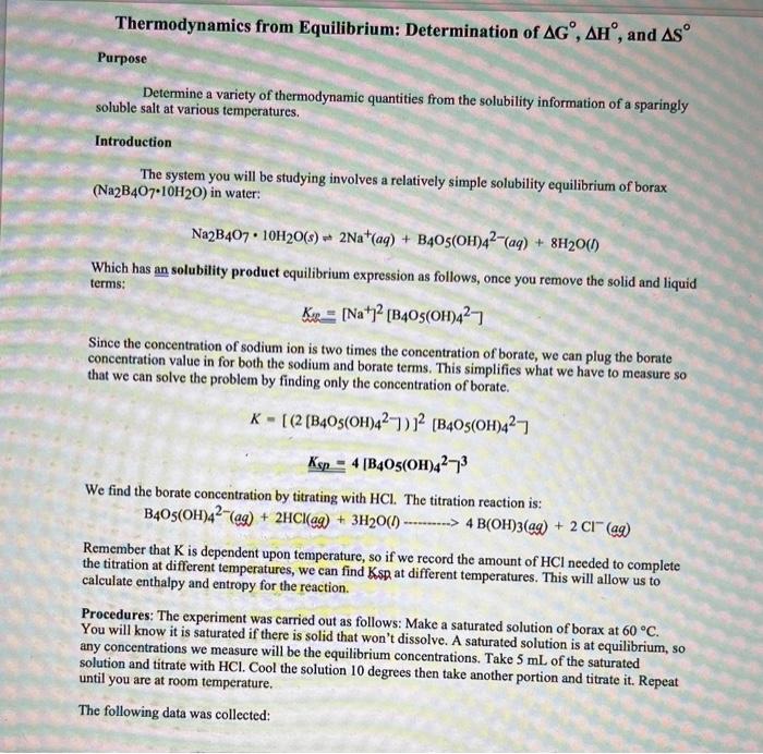 Thermodynamics From Equilibrium Determination Of Ag Ah And As Purpose Determine A Variety Of Thermodynamic Quantitie 1