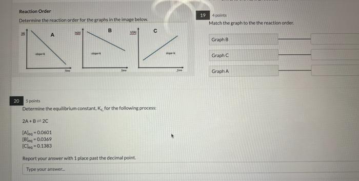 Reaction Order Determine The Reaction Order For The Graphs In The Image Below B Aek Pers 351 20 5 Points Determine The 1