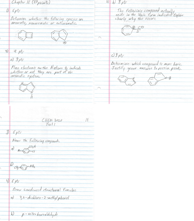 1 5 Chapter 16 27 Points D 6pts Determine Whether The Following Species Are Aromatic Nowarematic Or Antiaromatic 2 9 1