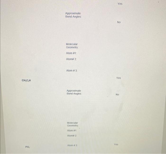 Complete The Following Table And Submit As A Picture Or Pdf Formula Ch O Lewis Structures Molecular Geometry Atom 1 At 3