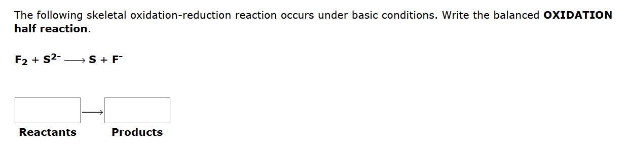 The Following Skeletal Oxidation Reduction Reaction Occurs Under Basic Conditions Write The Balanced Oxidation Half Rea 1
