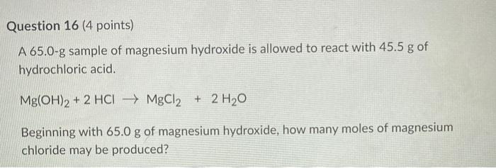 Question 14 6 Points How Many Mls Of 0 275 M H So4 Are Needed To React With 100 Ml Of 0 360 M Naoh The Balanced Chem 3