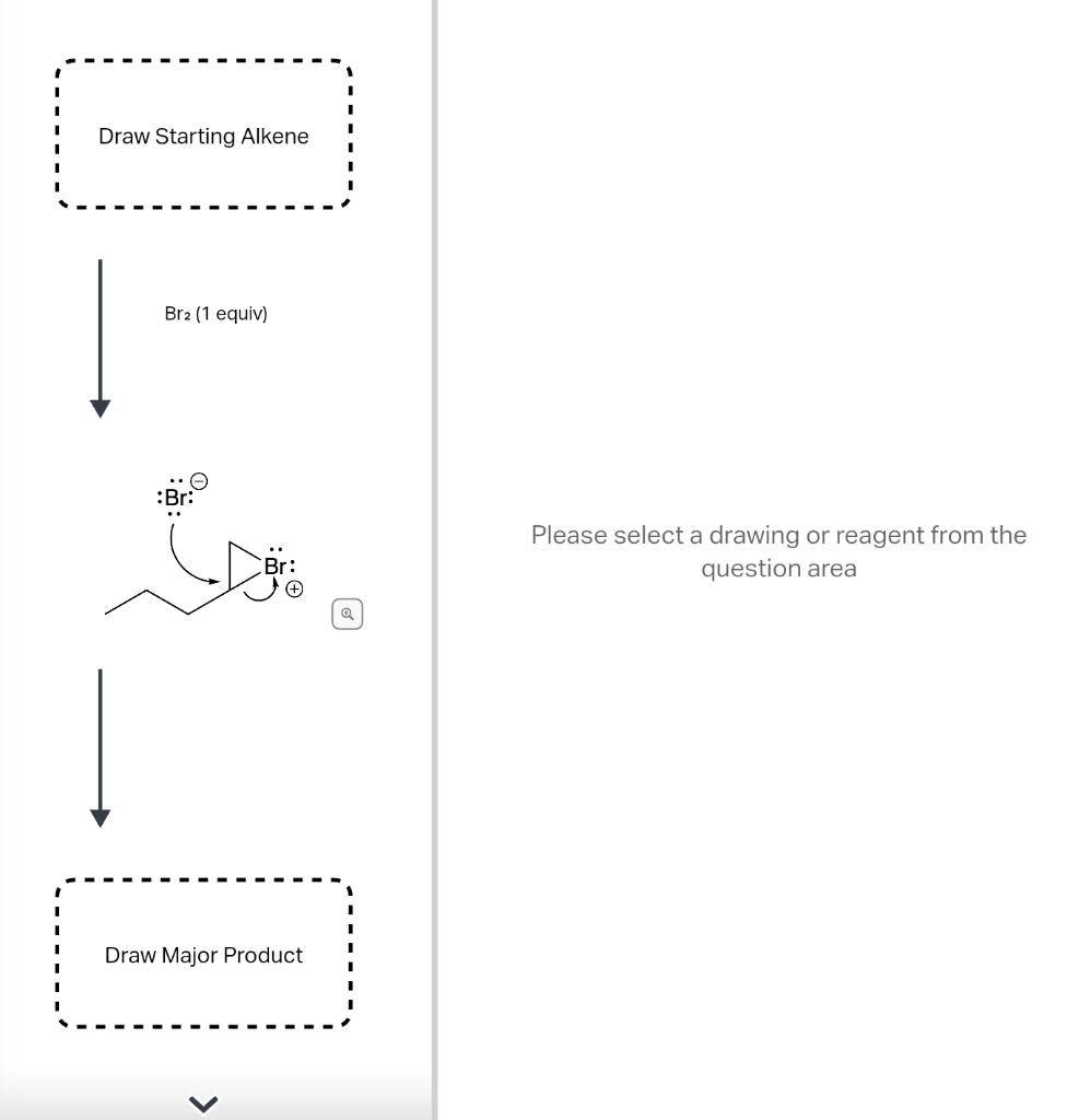 Draw Starting Alkene I Br2 1 Equiv Br Draw Major Product Q Please Select A Drawing Or Reagent From The Question Area 1