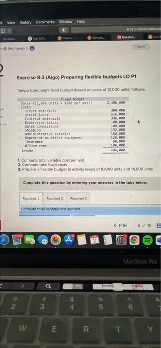 It View History Bookmarks Window Help To Education Ca M Question 8 Homework Exercise 8 3 Algo Preparing Flexible Budge 1