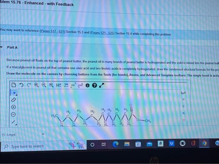 Part B Linoleic Acid Draw The Molecule On The Canvas By Choosing Buttons From The Tools For Bonds Atorns And Advance 2