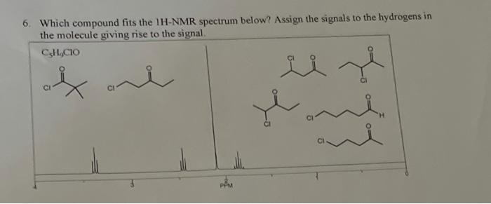 6 Which Compound Fits The 1h Nmr Spectrum Below Assign The Signals To The Hydrogens In The Molecule Giving Rise To The 1