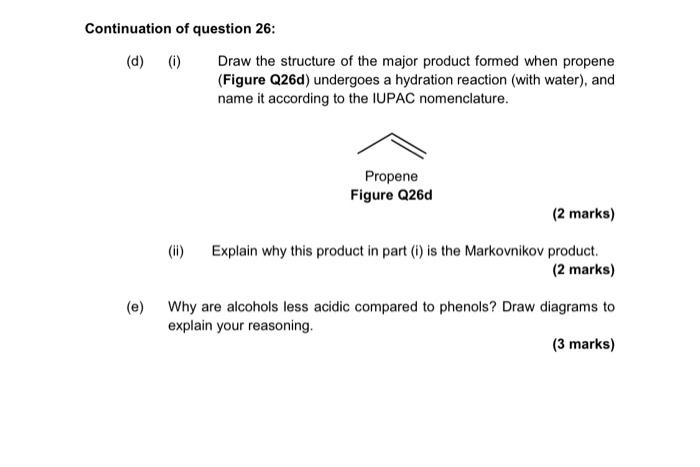 26 Answer All Parts Of This Question A B C What Type Of Reagent Is Shown In Figure Q26a Ch3mgbr Figure Q26a 1 2