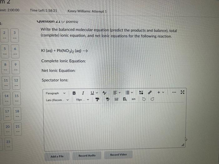 7 1 23 9 12 15 18 0 21 Assign Oxidation Numbers To All Of The Atoms In The Following Reaction And Answer The Questions 3