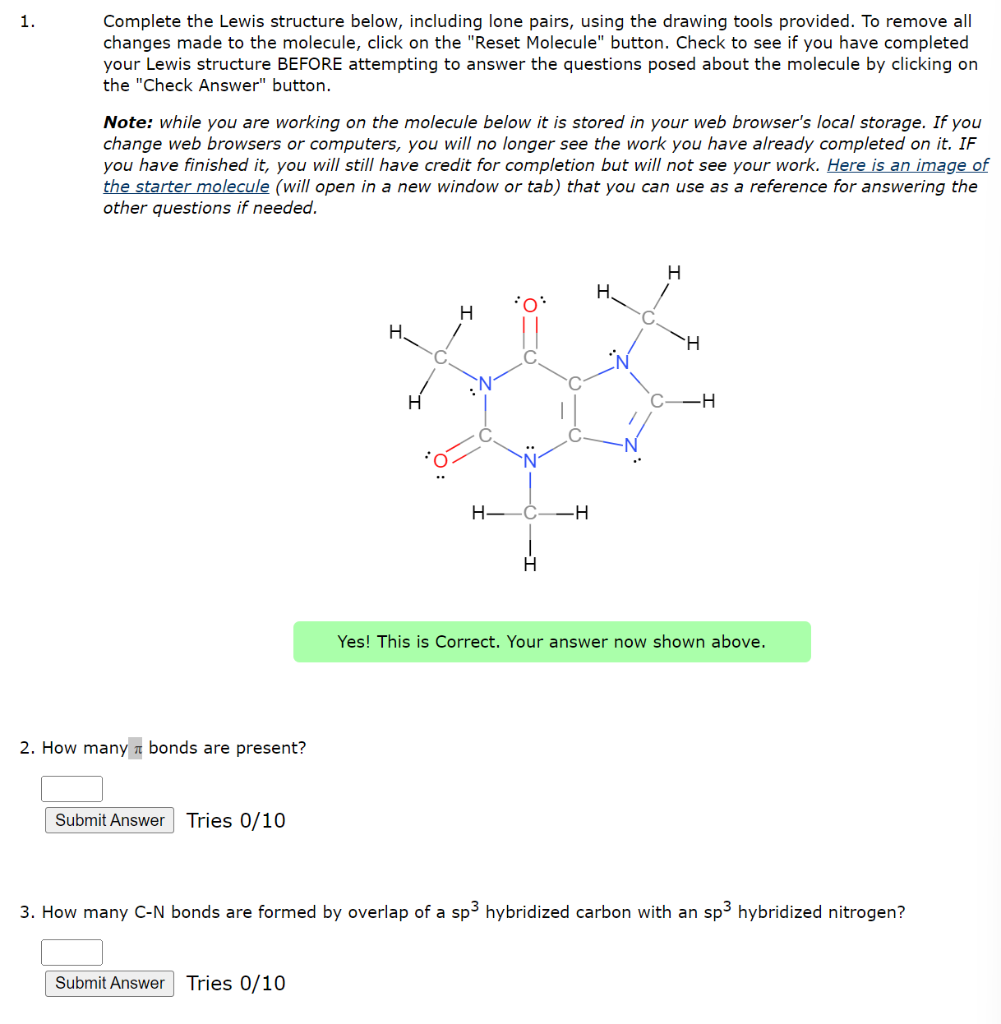 1 Complete The Lewis Structure Below Including Lone Pairs Using The Drawing Tools Provided To Remove All Changes Mad 1