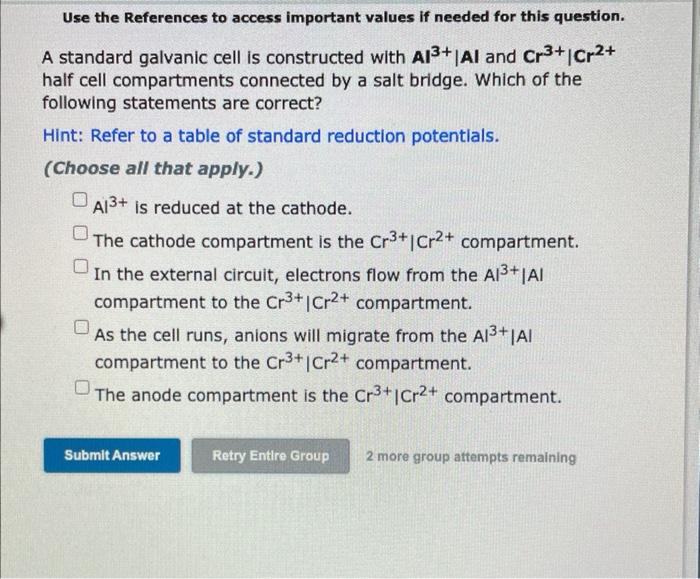 Review Topics References To Access Important Values If Needed For This Question Use The References A Standard Galva 3