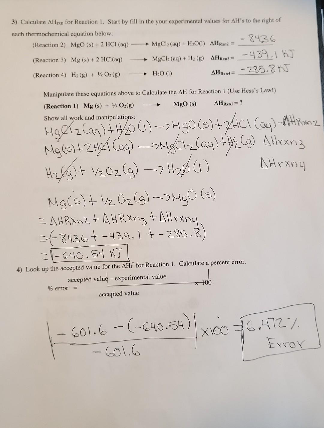 Procedure Part 1 Enthalpy Change For Mgo Plus Hci Set Up The Calorimeter As Shown In The Following Figure 1 Measure 4