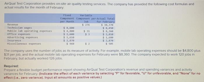 Air Qual Test Corporation Provides On Site Air Quality Testing Services The Company Has Provided The Following Cost For 1