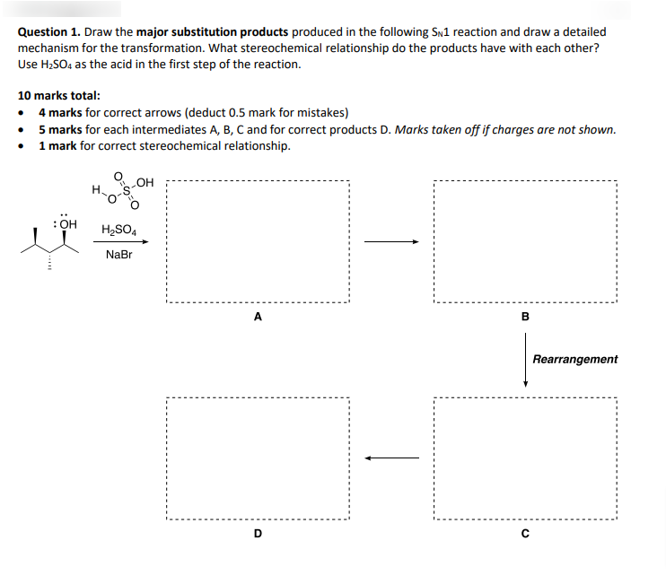 Question 1 Draw The Major Substitution Products Produced In The Following Sn1 Reaction And Draw A Detailed Mechanism Fo 1