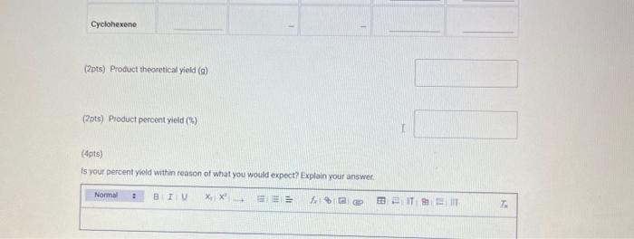 Volume Of Cyclohexanol Ml Report Summary From The Procedure 2 Add Three Drops Of Concentrated Sulfuric Acid And A Mag 6