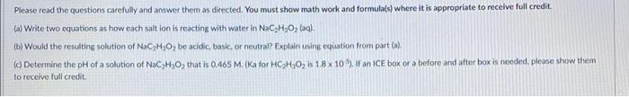 Please Read The Questions Carefully And Answer Them As Directed You Must Show Math Work And Formula S Where It Is Appr 1