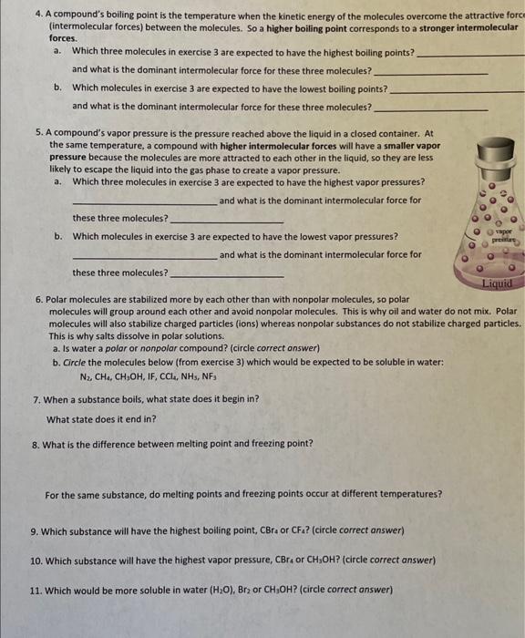 Determine The Intermolecular Forces For Each Of The Following Molecules Does The Molecule Contain Polar Bonds Yes Or N 2