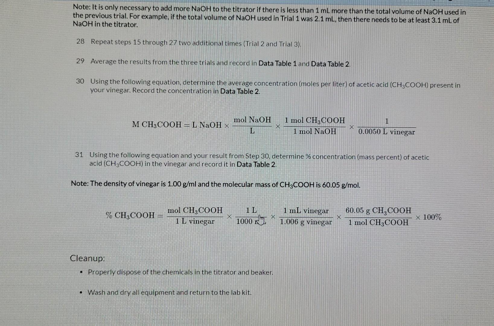 Exploration Exercise 1 Determining The Concentration Of Acetic Acid Procedure Experimentation In This Exercise You W 6