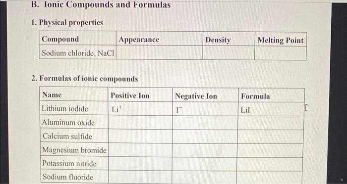 2 Physical Properties The Following Data Is Provided For The Physical Properties Section Of Part B Image Of Sodium Chl 2