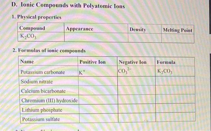 Image Of Potassium Carbonate And Physical Property Data Density Melting Point 2 43 G Ml 891 C 4 D Ionic Compounds Wit 2
