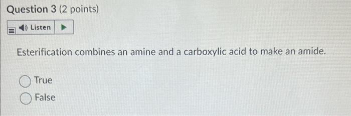 Question 1 2 Points 4 Listen Which Of The Following Is Not A Characteristic Of A Salt Ohigh Boiling Point Omostly Co 2