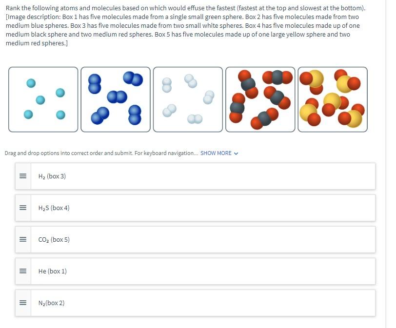 Rank The Following Atoms And Molecules Based On Which Would Effuse The Fastest Fastest At The Top And Slowest At The Bo 1