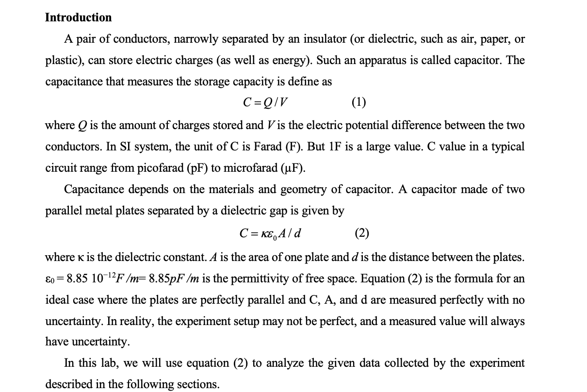 Introduction A Pair Of Conductors Narrowly Separated By An Insulator Or Dielectric Such As Air Paper Or Plastic C 1