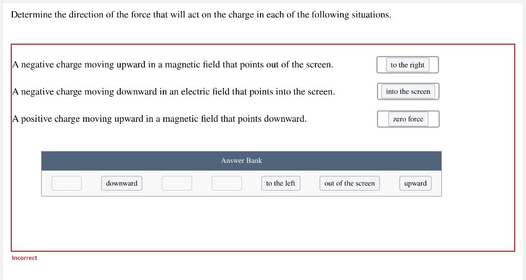 Determine The Direction Of The Force That Will Act On The Charge In Each Of The Following Situations A Negative Charge 1