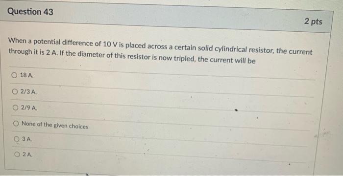 Question 44 The Characteristics Of Five Wires Are Given In The Table Below The Gauge Is A Measure Of The Diameter Of Th 2