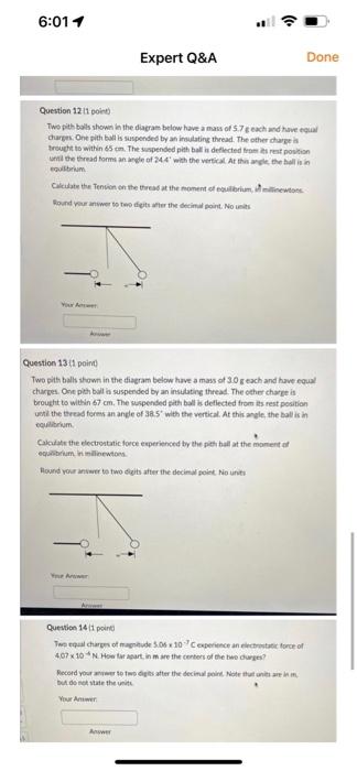 6 01 1 Equilibrium Calculate The Electrostatic Force Experienced By The Pith Ball At The Moment Of Equilibrium In Millin 2