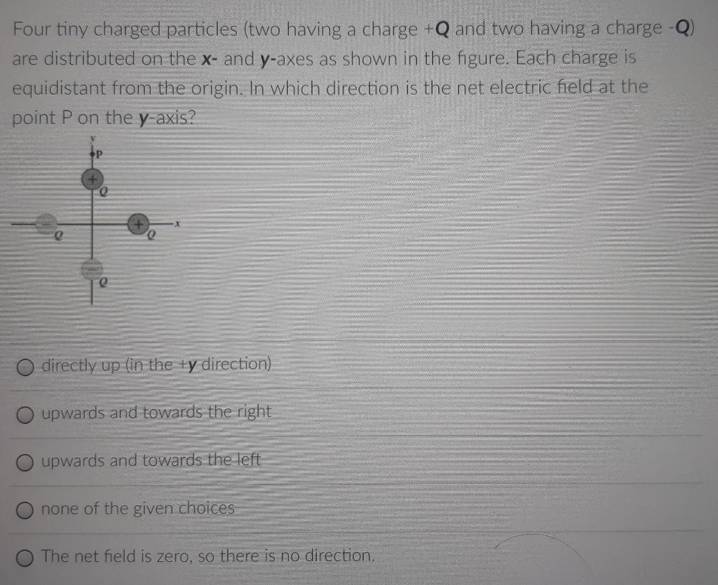 Four Tiny Charged Particles Two Having A Charge Q And Two Having A Charge Q Are Distributed On The X And Y Axes As 1