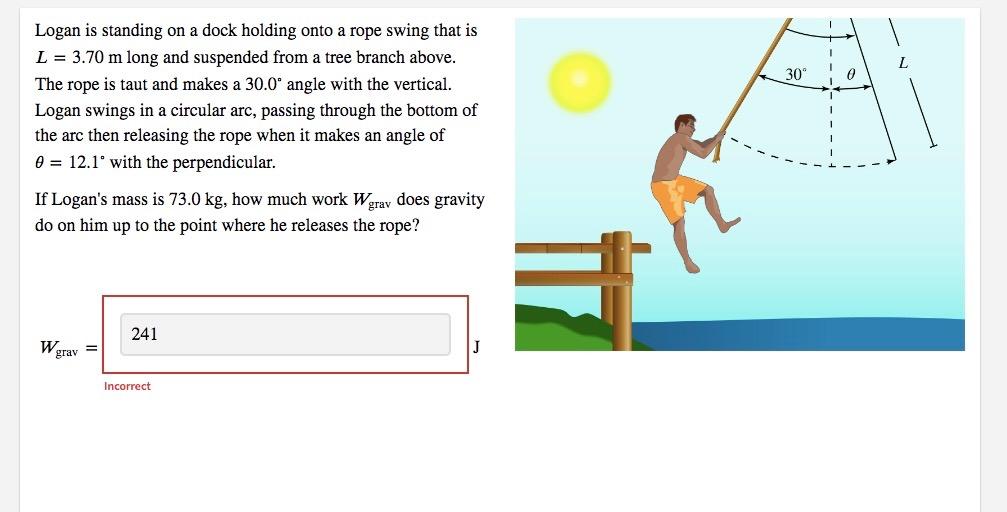 Logan Is Standing On A Dock Holding Onto A Rope Swing That Is L 3 70 M Long And Suspended From A Tree Branch Above Th 1