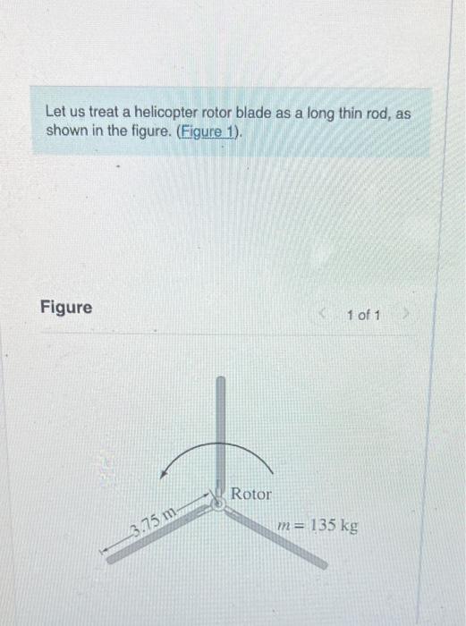Let Us Treat A Helicopter Rotor Blade As A Long Thin Rod As Shown In The Figure Figure 1 Figure 3 75 M Rotor 1 O 1