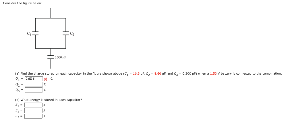 Consider The Figure Below 0 300 Uf C A Find The Charge Stored On Each Capacitor In The Figure Shown Above C 16 3 1