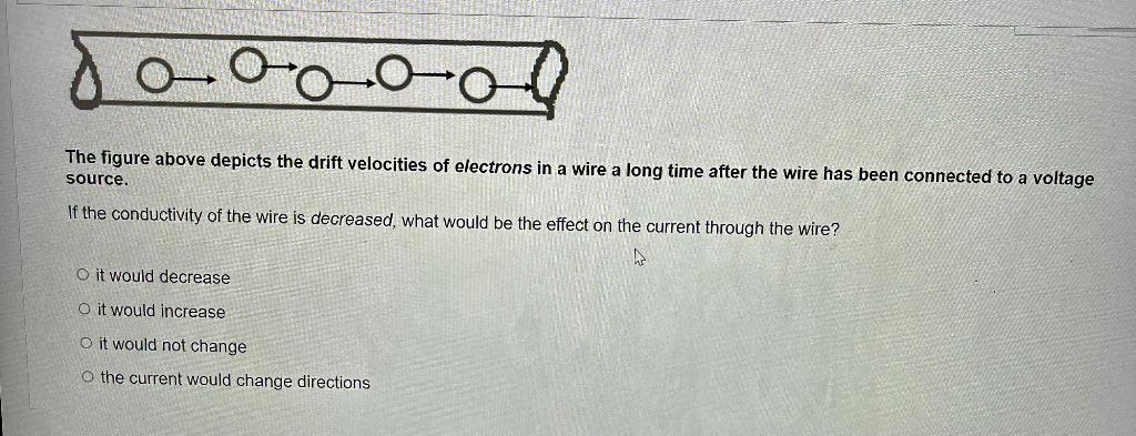 Ool The Figure Above Depicts The Drift Velocities Of Electrons In A Wire A Long Time After The Wire Has Been Connected T 1