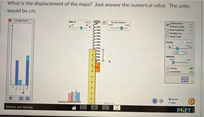 What Is The Displacement Of The Mass Just Answer The Numerical Value The Units Would Be Cm Energy Graph Pye Fo Masses 1