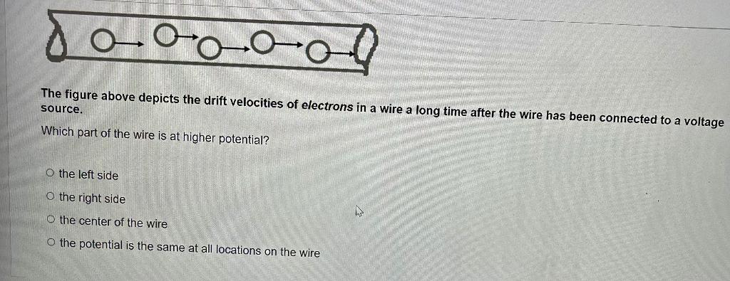 00000l Of The Figure Above Depicts The Drift Velocities Of Electrons In A Wire A Long Time After The Wire Has Been Conne 1