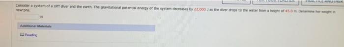 Consider A System Of A Cift Diver And The Earth The Gravitational Potential Energy Of The System Decreases By 22 000 J 1