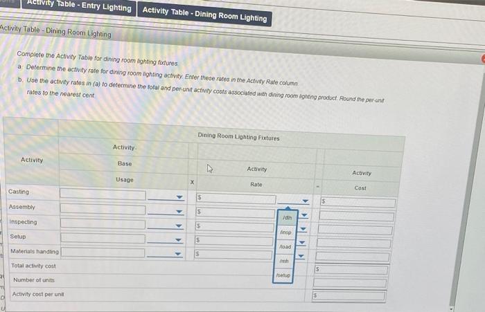 And Product Costs Using Activity Based Costino Structions Activity Table Emy Lighting Activity Room Light Instructions 3