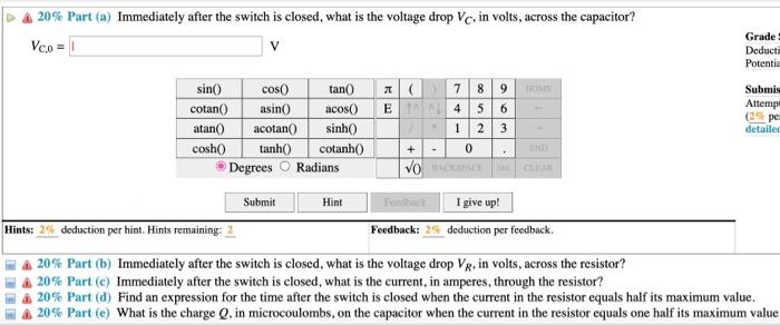 10 Problem 12 A Capacitor With A Capacitance Of 7 5 Uf Is Initially Uncharged It Is Connected In Series With A Swit 2