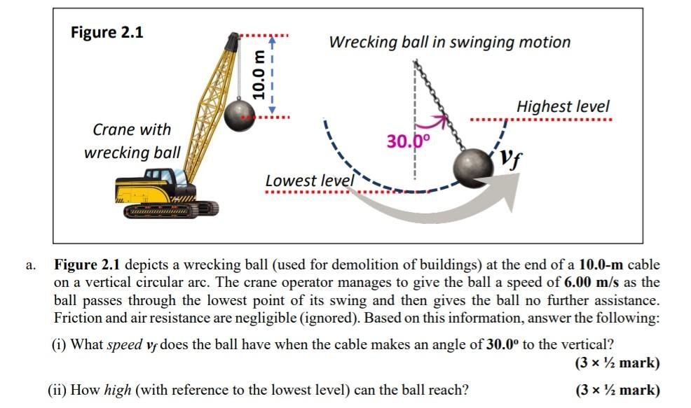 A Figure 2 1 Crane With Wrecking Ball 7 Crarixie 10 0 M Wrecking Ball In Swinging Motion Lowest Level 30 0 Highest Lev 1