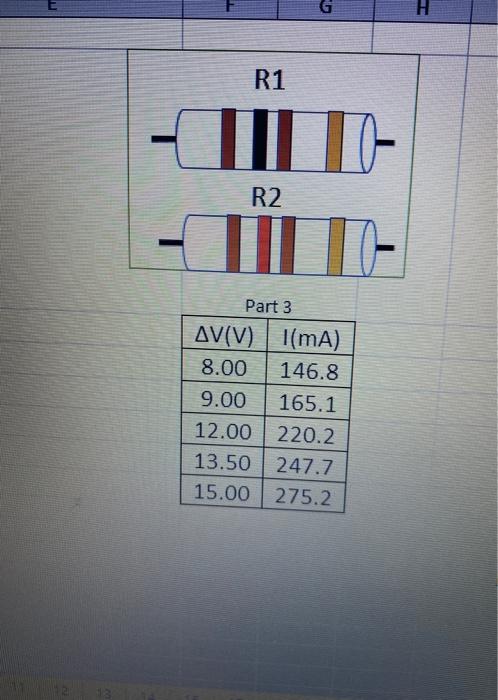 Part Iii Two Resistors In Parallel 1 The Slope Of V Vs I Is 2 The Value Of Rex Is 3 The Slope Represents V Ma Vi 3