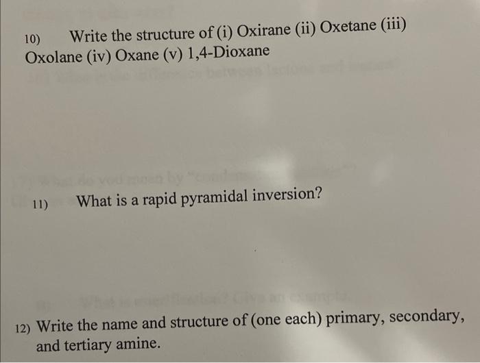 10 Write The Structure Of I Oxirane Ii Oxetane Iii Oxolane Iv Oxane V 1 4 Dioxane 11 What Is A Rapid Pyramid 1