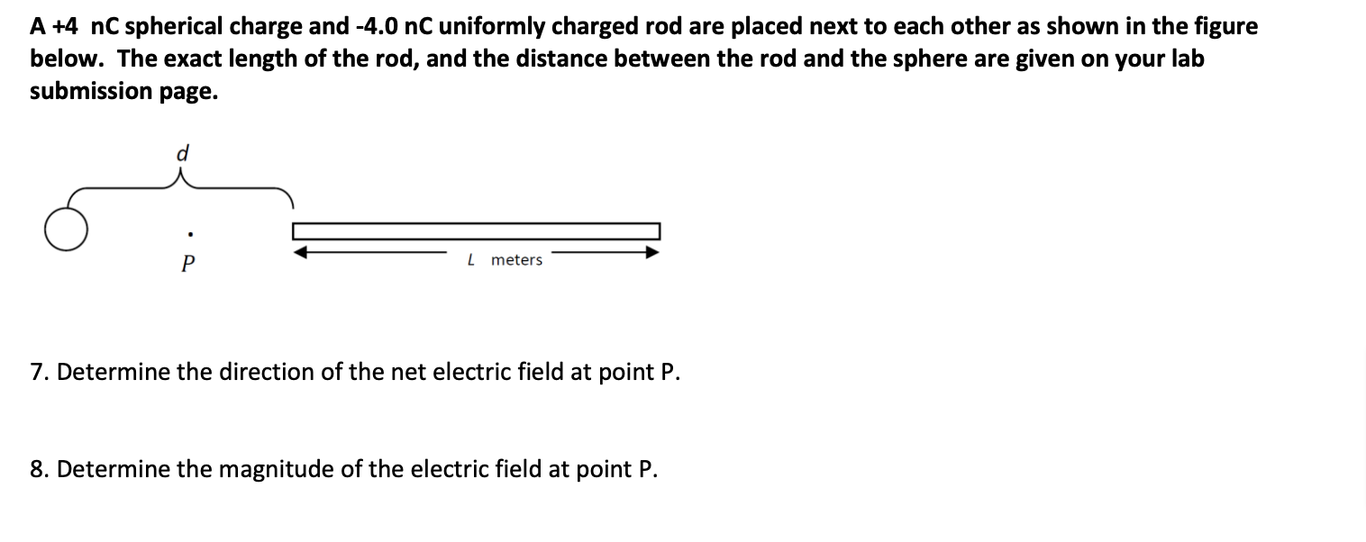 A 4 Nc Spherical Charge And 4 0 Nc Uniformly Charged Rod Are Placed Next To Each Other As Shown In The Figure Below T 1
