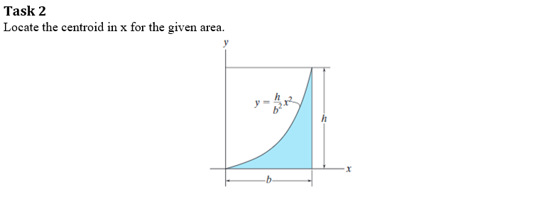 Task 2 Locate The Centroid In X For The Given Area Y 6 X 1