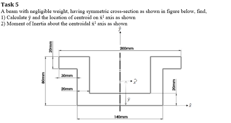 Task 5 A Beam With Negligible Weight Having Symmetric Cross Section As Shown In Figure Below Find 1 Calculate Y And 1