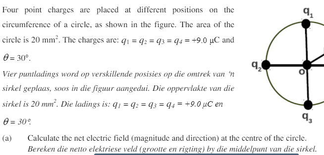 Four Point Charges Are Placed At Different Positions On The Circumference Of A Circle As Shown In The Figure The Area 1