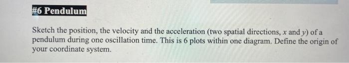 6 Pendulum Sketch The Position The Velocity And The Acceleration Two Spatial Directions X And Y Of A Pendulum Durin 1