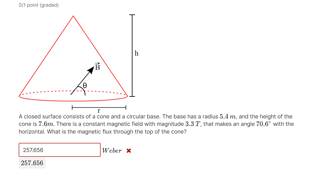 0 1 Point Graded 257 656 B R A Closed Surface Consists Of A Cone And A Circular Base The Base Has A Radius 5 4 M And 1