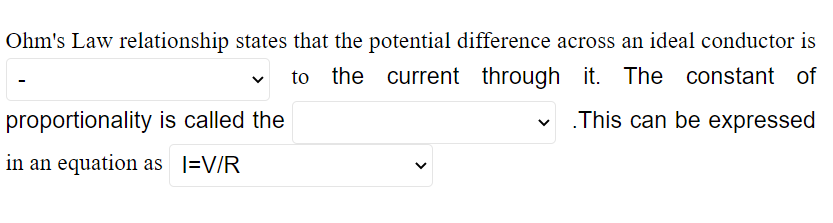 Ohm S Law Relationship States That The Potential Difference Across An Ideal Conductor Is To The Current Through It The 1