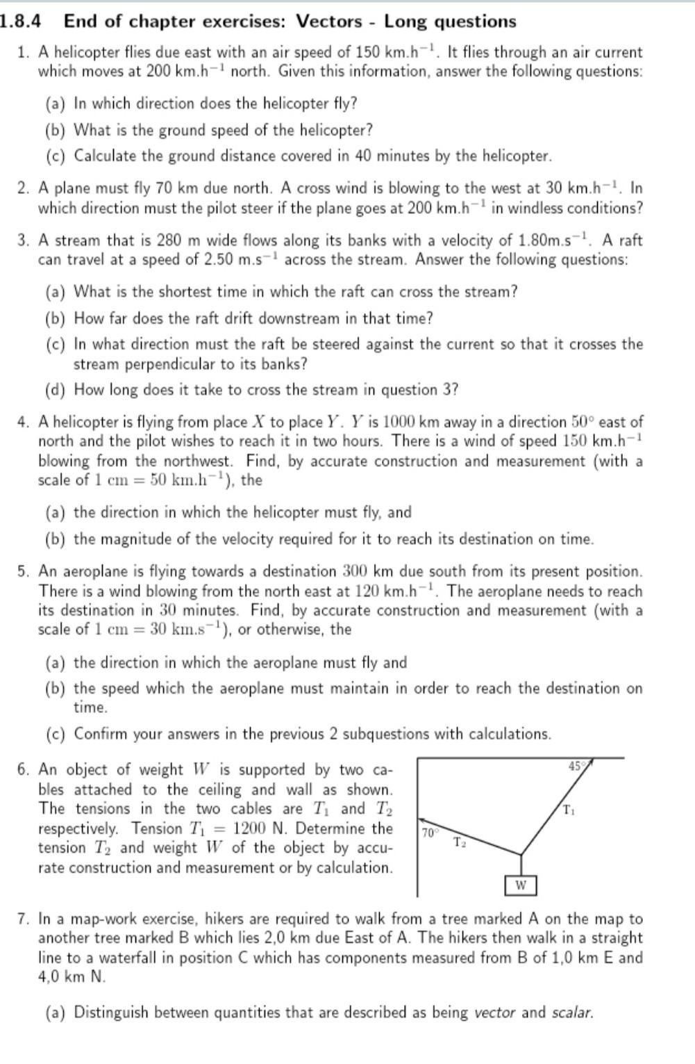 1 8 4 End Of Chapter Exercises Vectors Long Questions 1 A Helicopter Flies Due East With An Air Speed Of 150 Km H 1